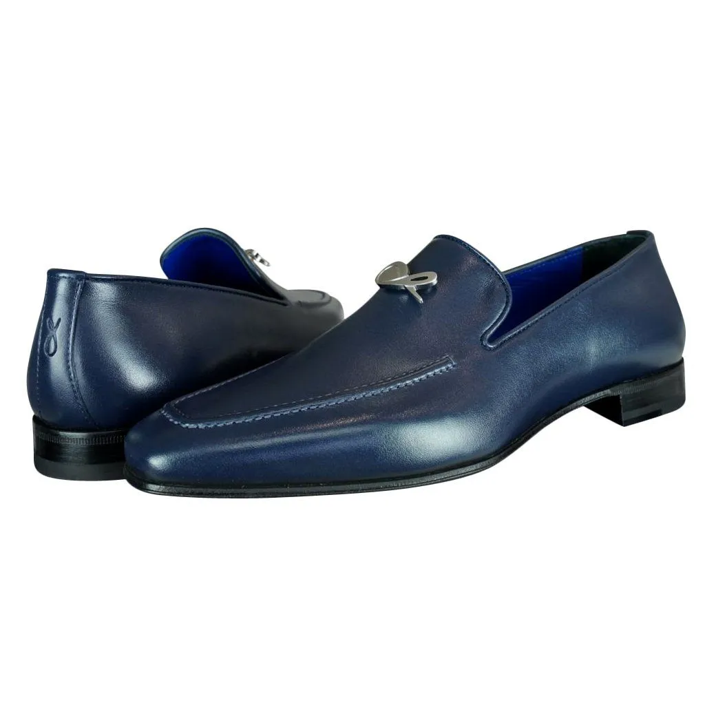 Classica Blu Mezzanotte With Silver Hardware Leather Loafer sold by Sebastian Cruz Couture product image thumbnail 4