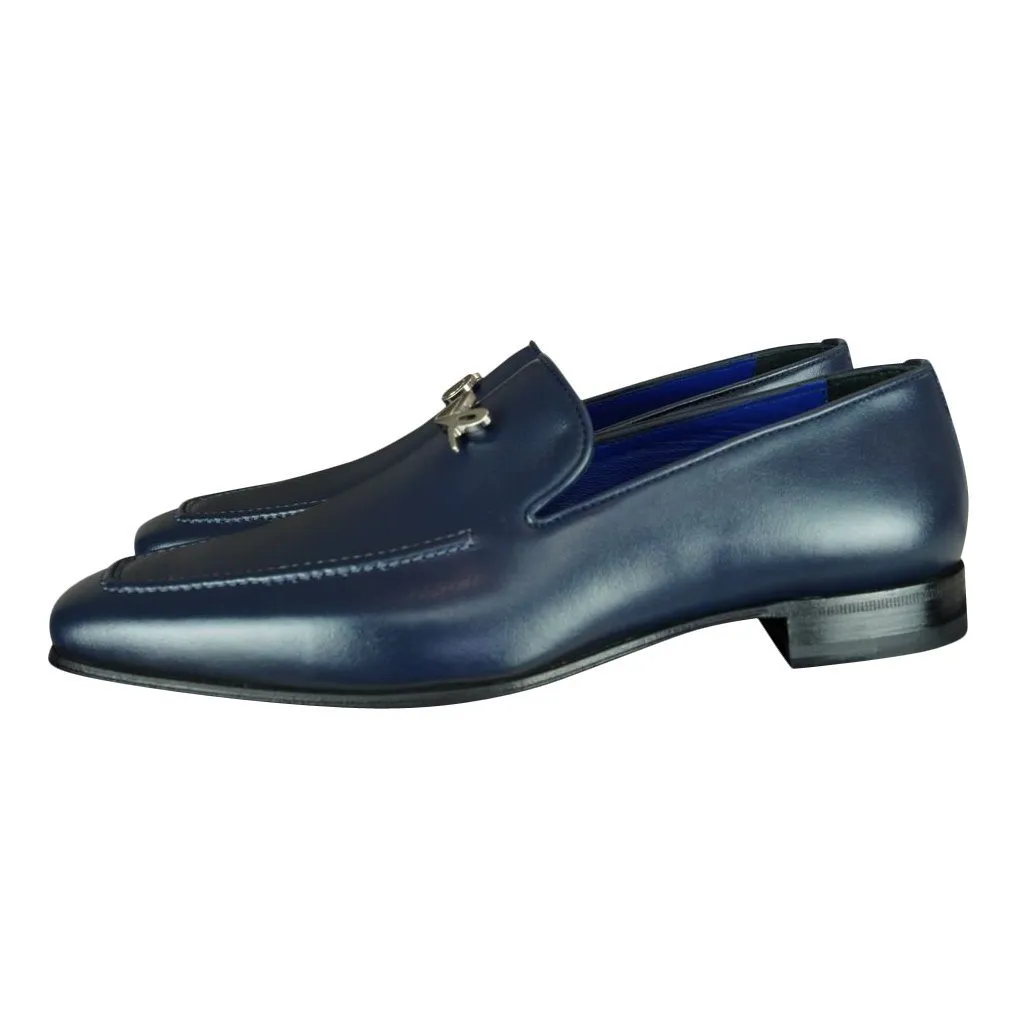 Classica Blu Mezzanotte With Silver Hardware Leather Loafer sold by Sebastian Cruz Couture product image thumbnail 3