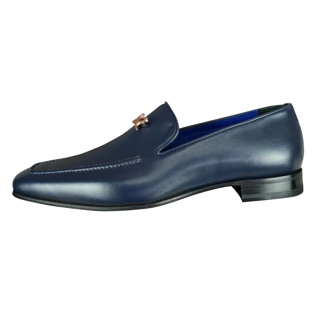 Classica Blu Mezzanotte With Rose Gold Hardware Leather Loafer sold by Sebastian Cruz Couture product image thumbnail 5