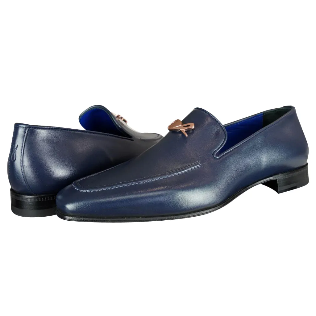 Classica Blu Mezzanotte With Rose Gold Hardware Leather Loafer sold by Sebastian Cruz Couture product image thumbnail 4