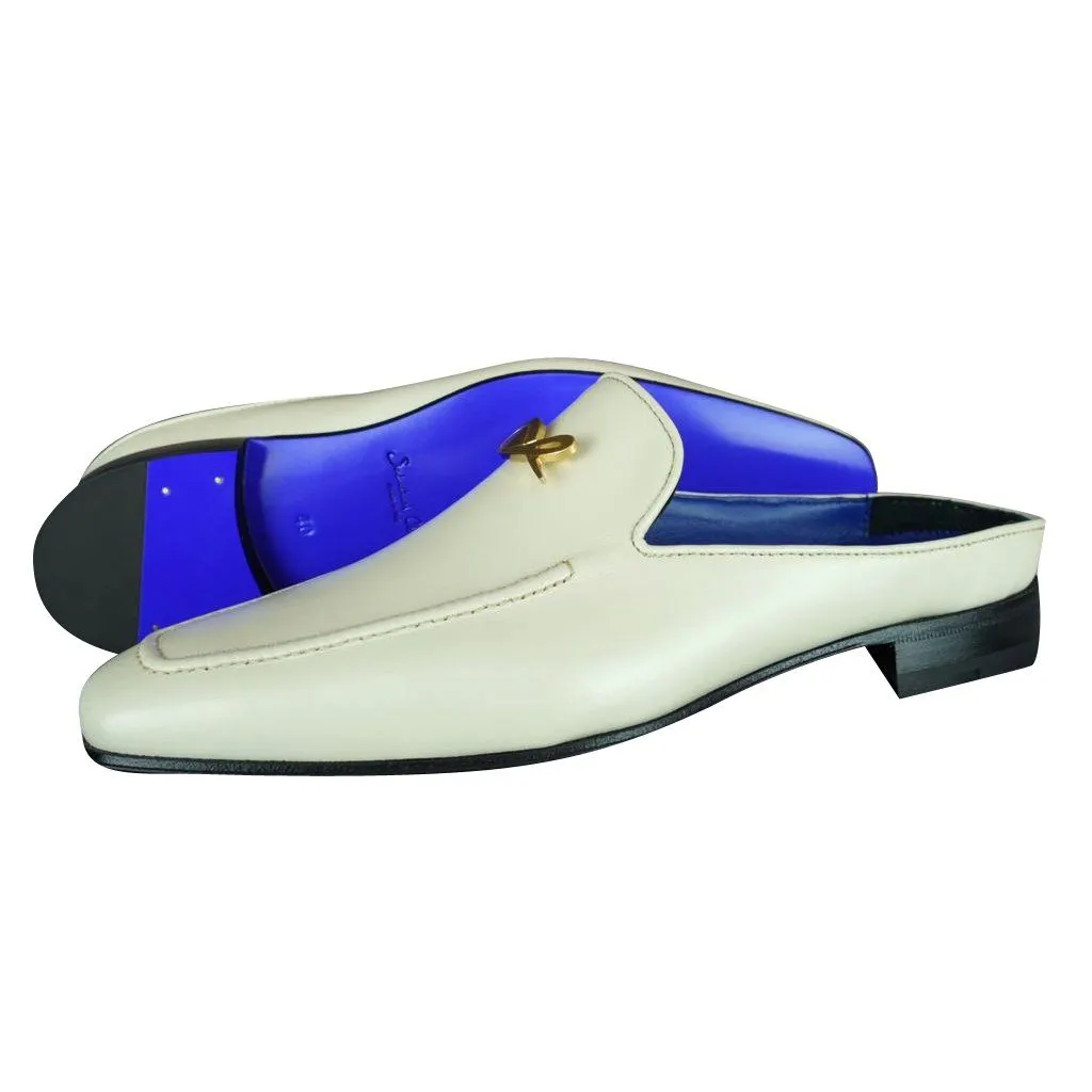 Classica Mascarpone With Yellow Gold Hardware Leather Slippers sold by Sebastian Cruz Couture product image thumbnail 2