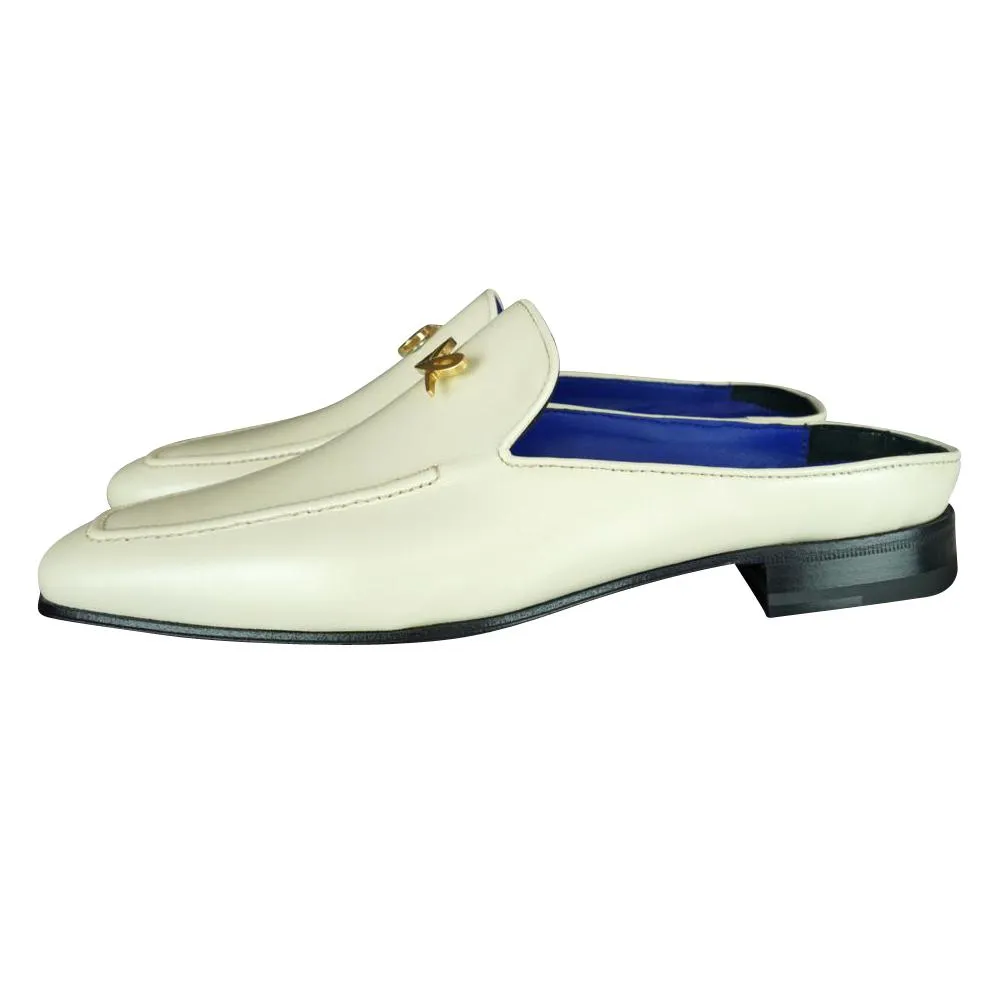 Classica Mascarpone With Yellow Gold Hardware Leather Slippers sold by Sebastian Cruz Couture product image thumbnail 5