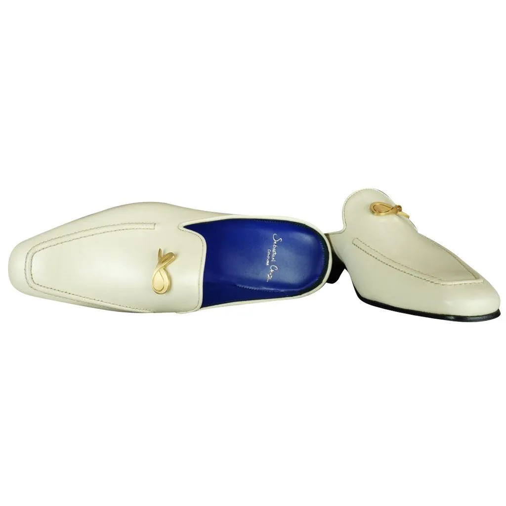 Classica Mascarpone With Yellow Gold Hardware Leather Slippers sold by Sebastian Cruz Couture product image thumbnail 4