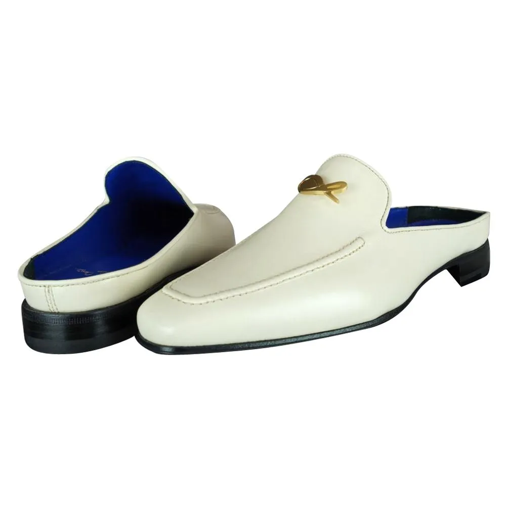 Classica Mascarpone With Yellow Gold Hardware Leather Slippers sold by Sebastian Cruz Couture product image thumbnail 3