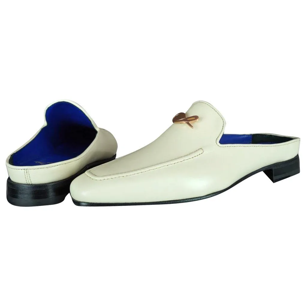 Classica Mascarpone With Rose Gold Hardware Leather Slippers sold by Sebastian Cruz Couture product image thumbnail 4