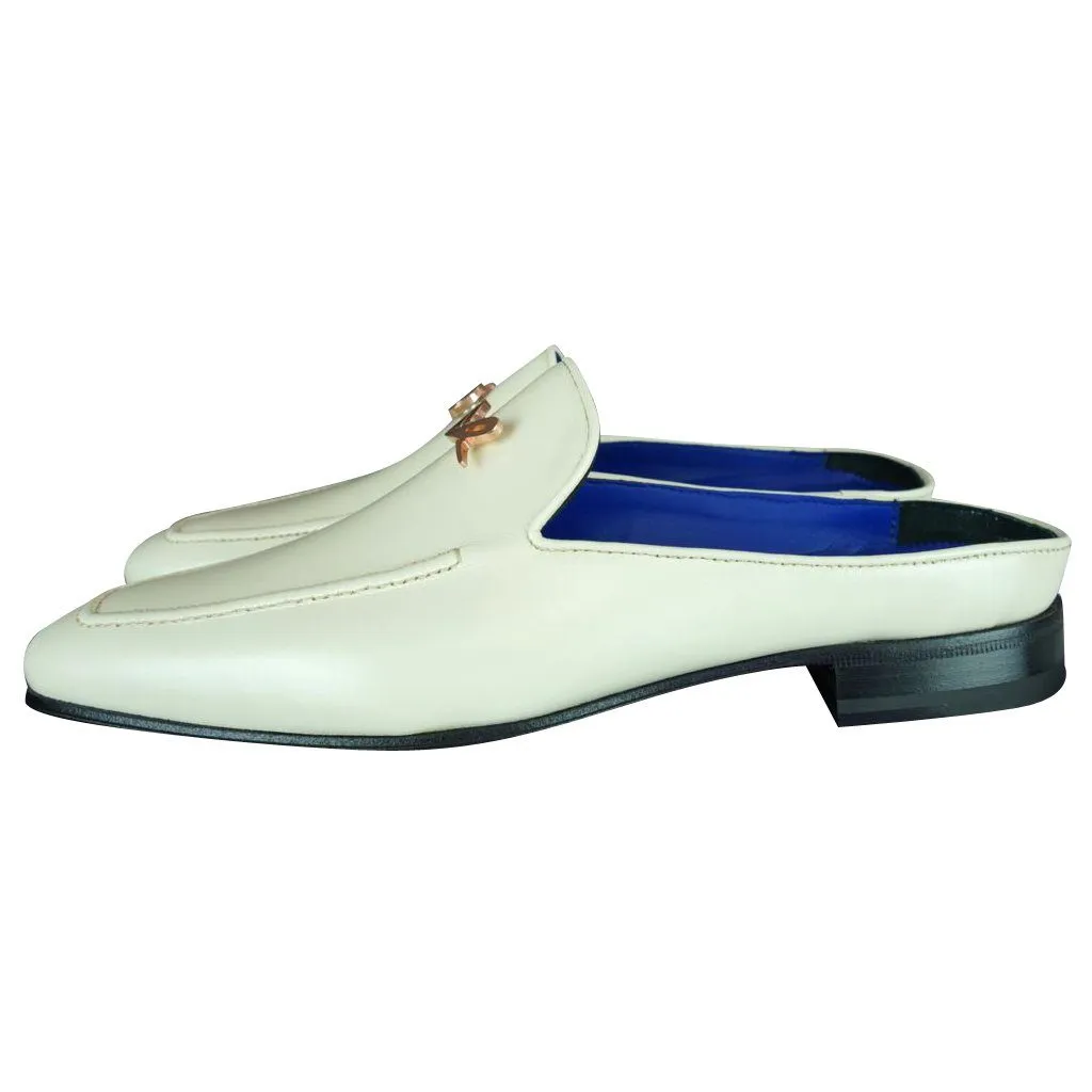 Classica Mascarpone With Rose Gold Hardware Leather Slippers sold by Sebastian Cruz Couture product image thumbnail 3
