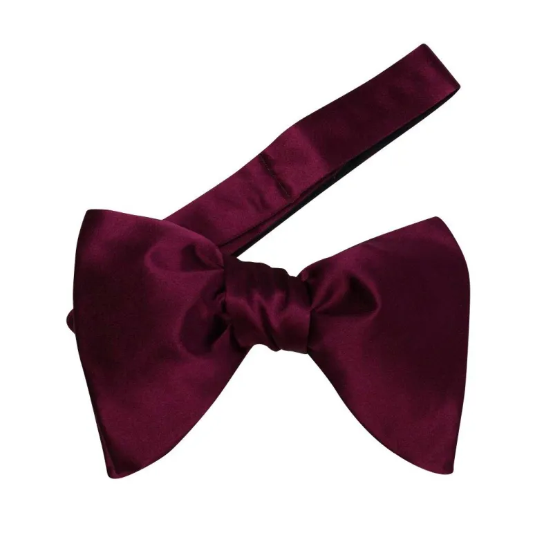 Burgundy Satin Jumbo Pre Tied Butterfly Bow Tie sold by Sebastian Cruz Couture