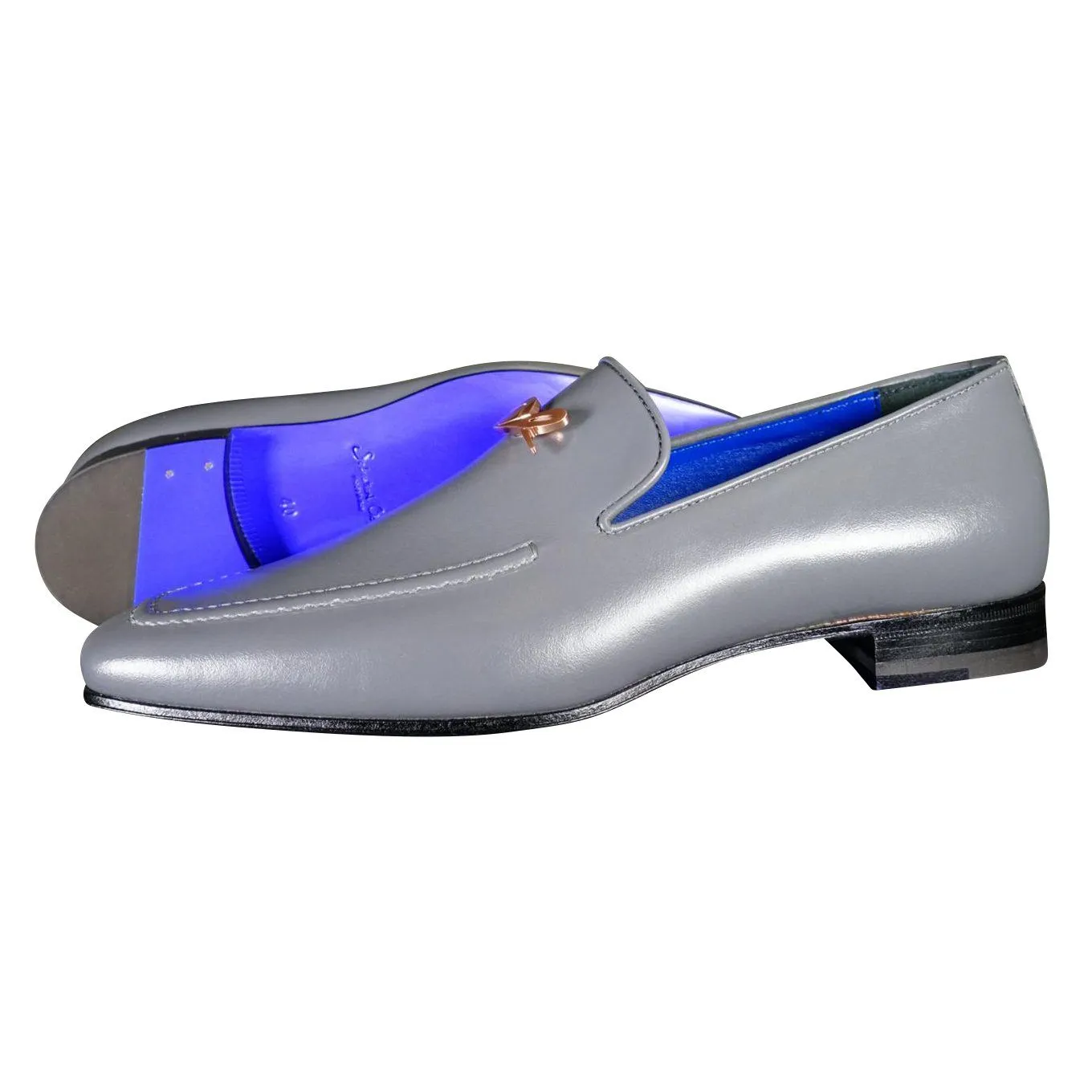 Grafite With Rose Gold Hardware Leather Loafers sold by Sebastian Cruz Couture product image thumbnail 2