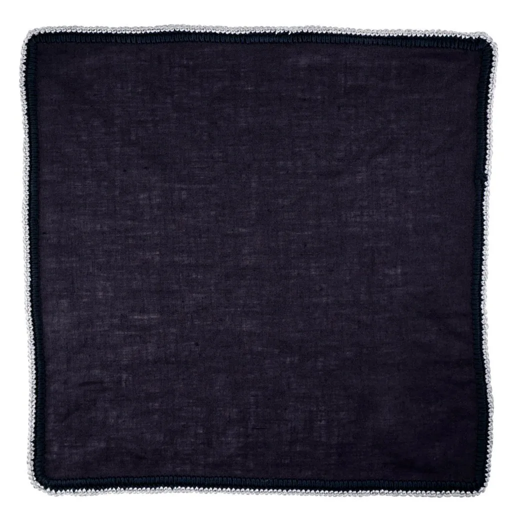 Navy Scuro with Navy and Silver Diamond Flake Signature Border sold by Sebastian Cruz Couture product image thumbnail 2