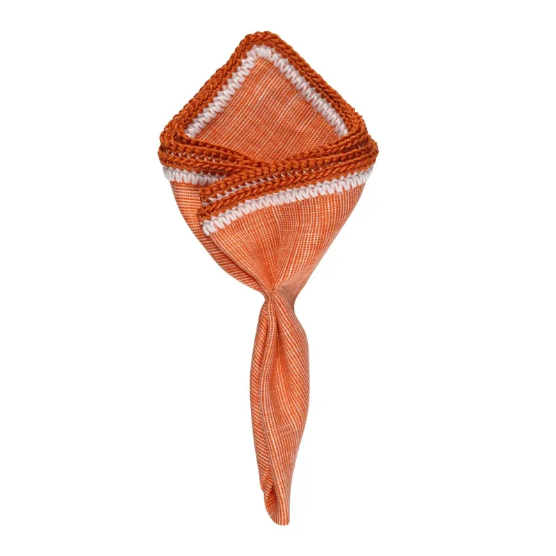 Salmon With White and Salmon Signature Border sold by Sebastian Cruz Couture