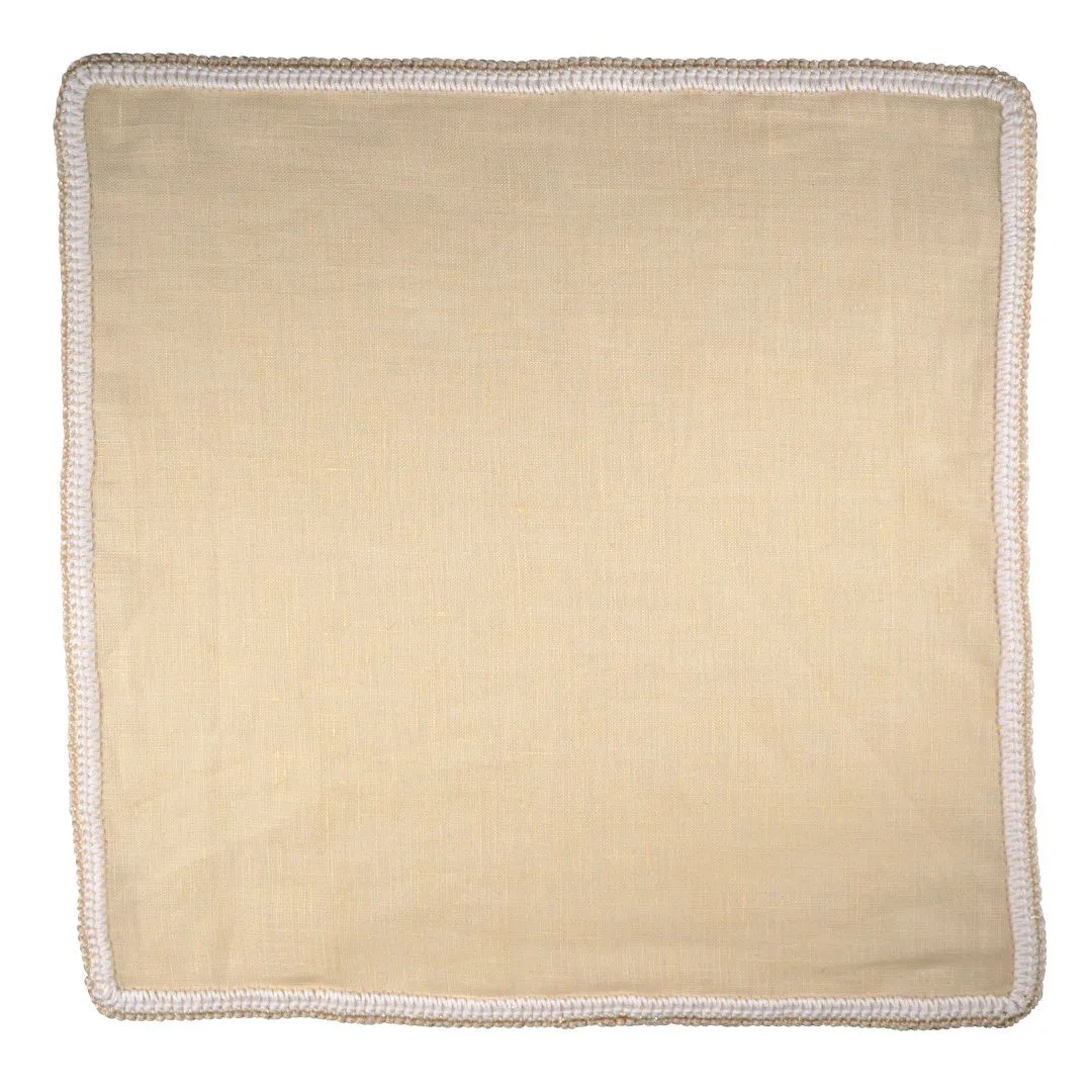 Ivory Lino With White And Ivory Flake Signature Borders sold by Sebastian Cruz Couture product image thumbnail 2