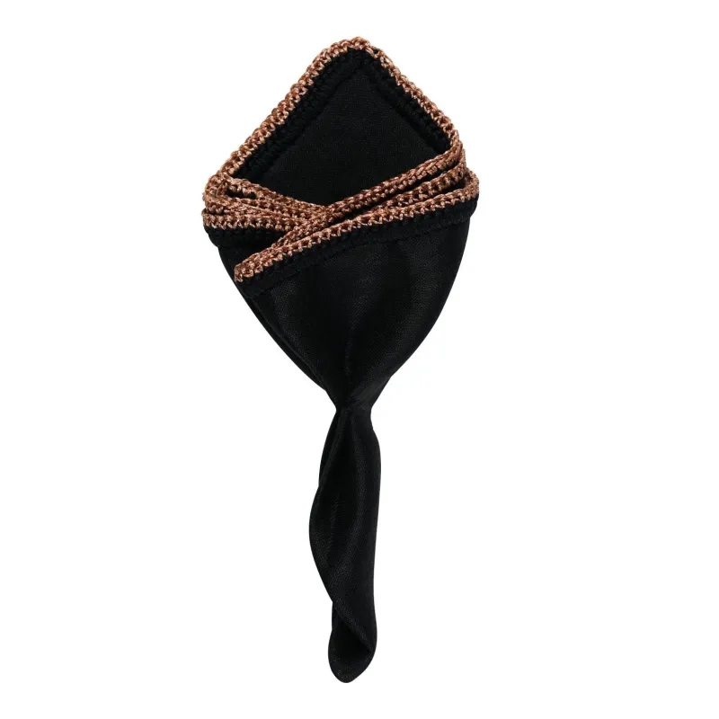 Black Raso with Rose Gold Flake Signature Border sold by Sebastian Cruz Couture