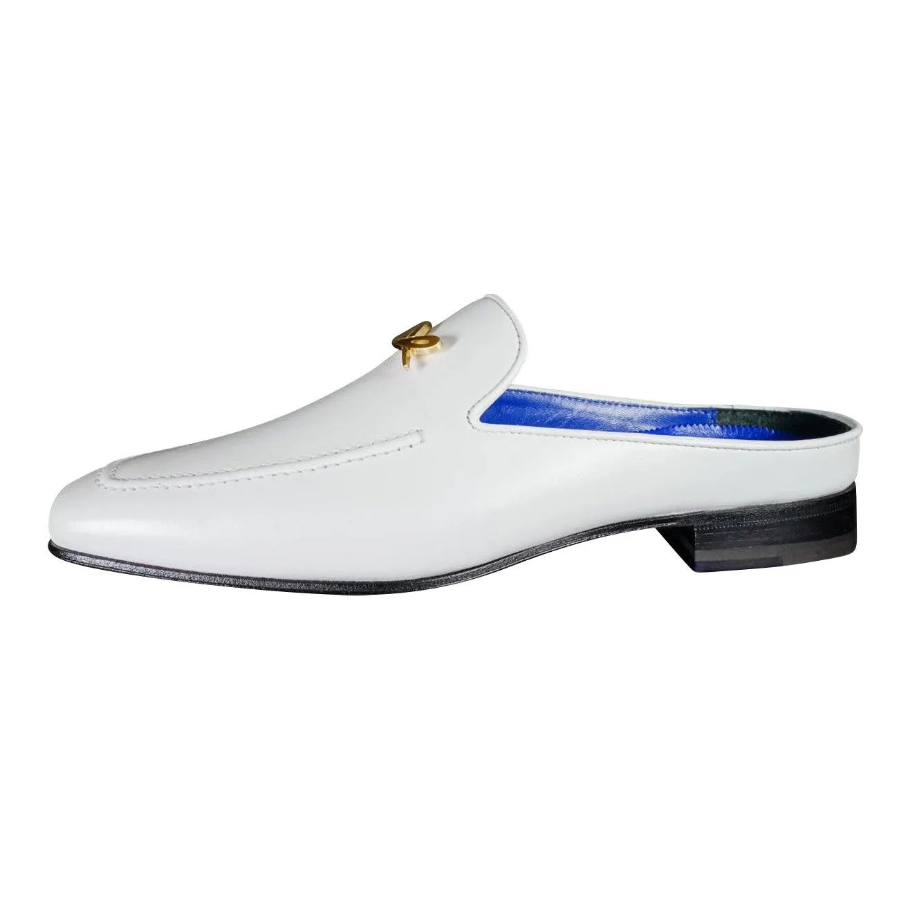 Bianco With Yellow Gold Hardware Leather Slippers sold by Sebastian Cruz Couture product image thumbnail 5