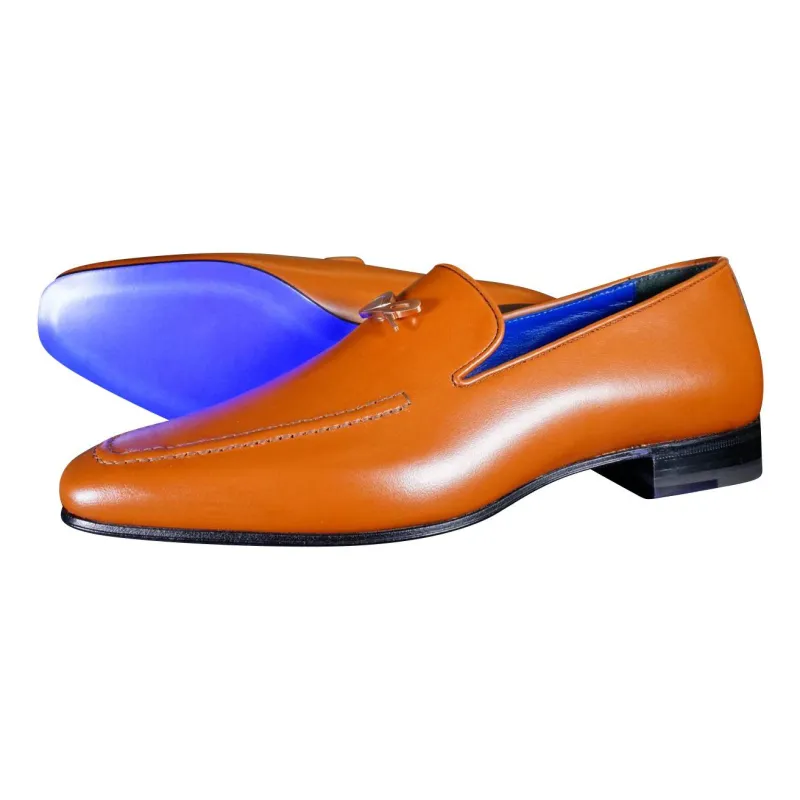 Caramello With Rose Gold Hardware Leather Loafers sold by Sebastian Cruz Couture