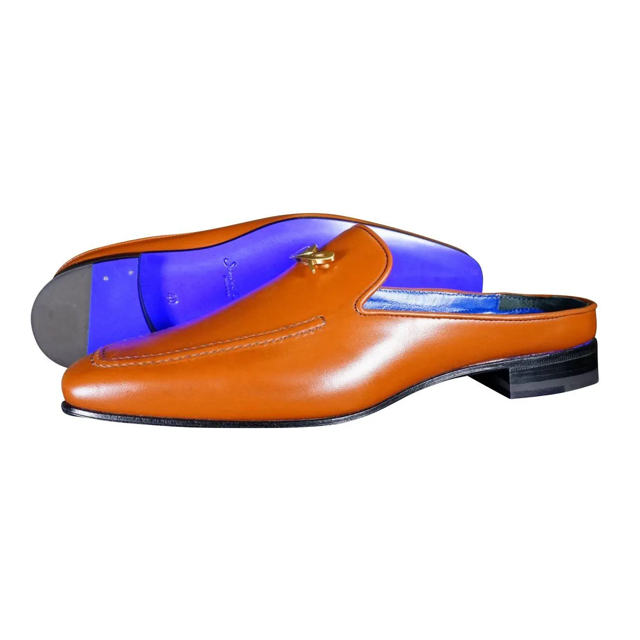 Caramello With Yellow Gold Hardware Leather Slippers sold by Sebastian Cruz Couture product image thumbnail 2