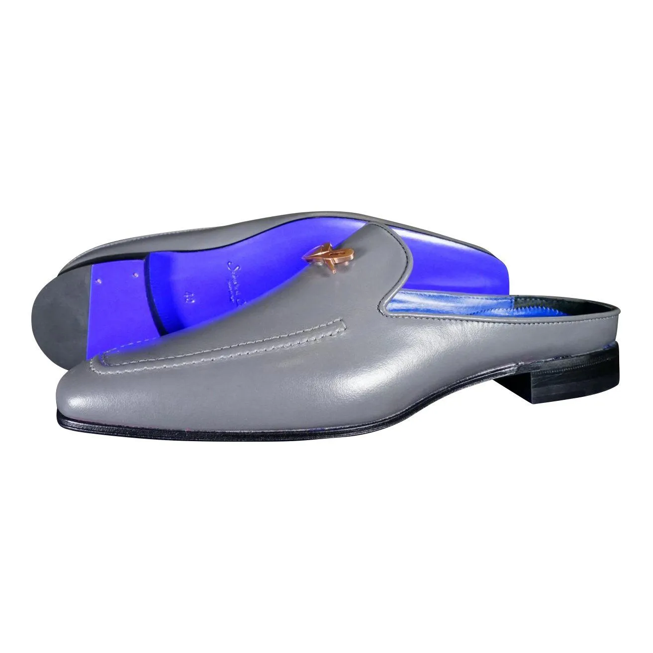 Grafite With Rose Gold Hardware Leather Slippers sold by Sebastian Cruz Couture product image thumbnail 2