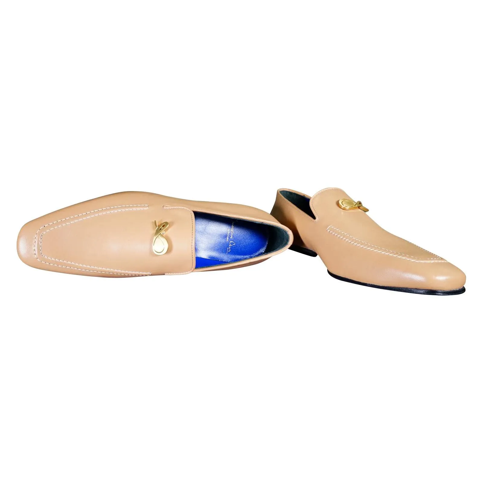 Latte With Yellow Gold Hardware Leather Loafers sold by Sebastian Cruz Couture product image thumbnail 4