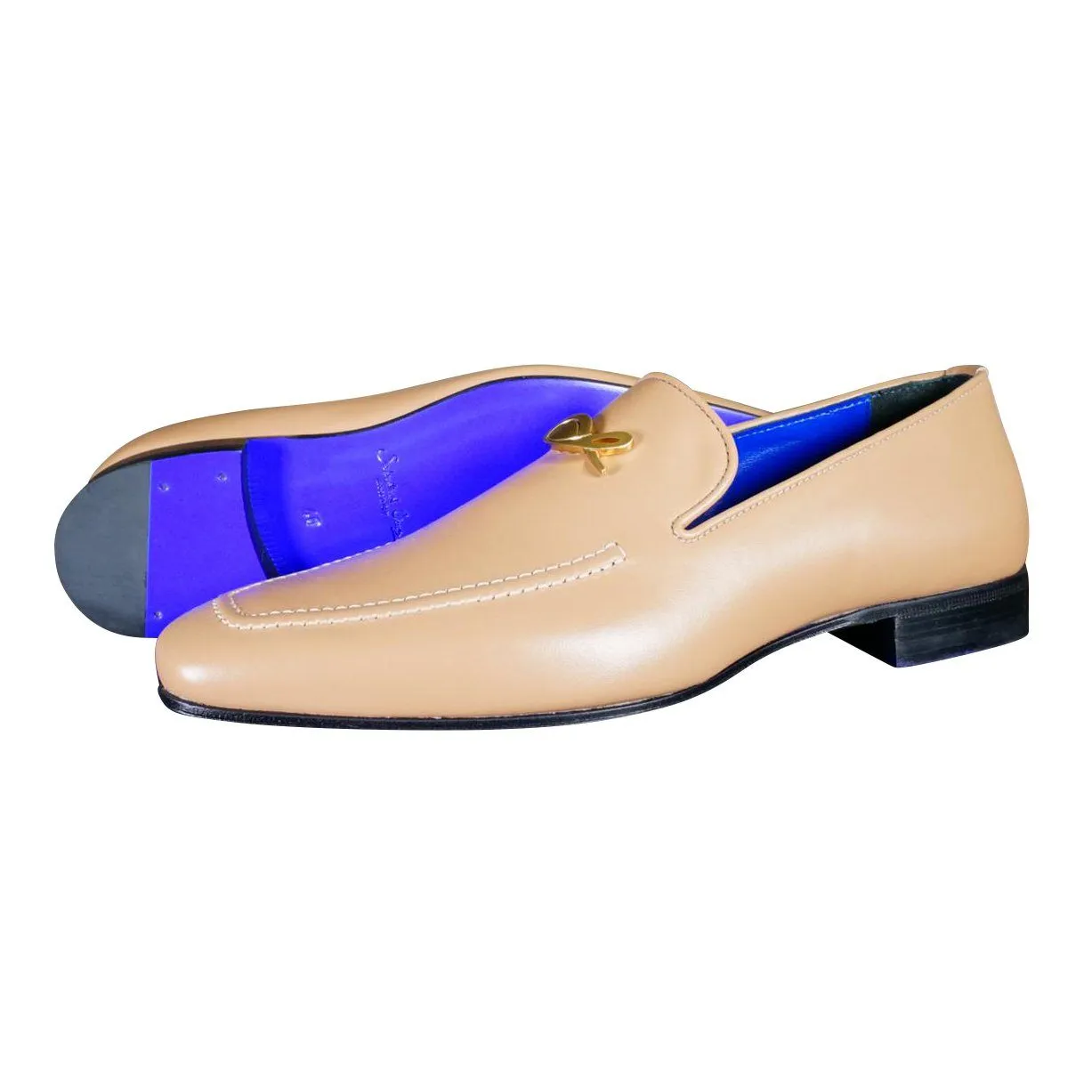 Latte With Yellow Gold Hardware Leather Loafers sold by Sebastian Cruz Couture product image thumbnail 2