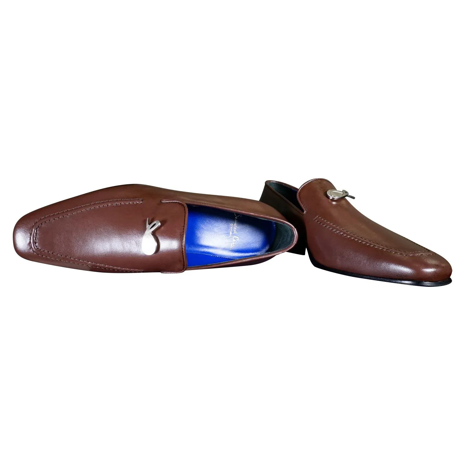 Cacao With Silver Hardware Leather Loafers sold by Sebastian Cruz Couture product image thumbnail 4