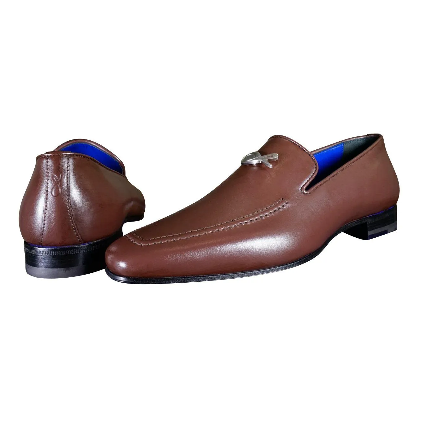 Cacao With Silver Hardware Leather Loafers sold by Sebastian Cruz Couture product image thumbnail 5