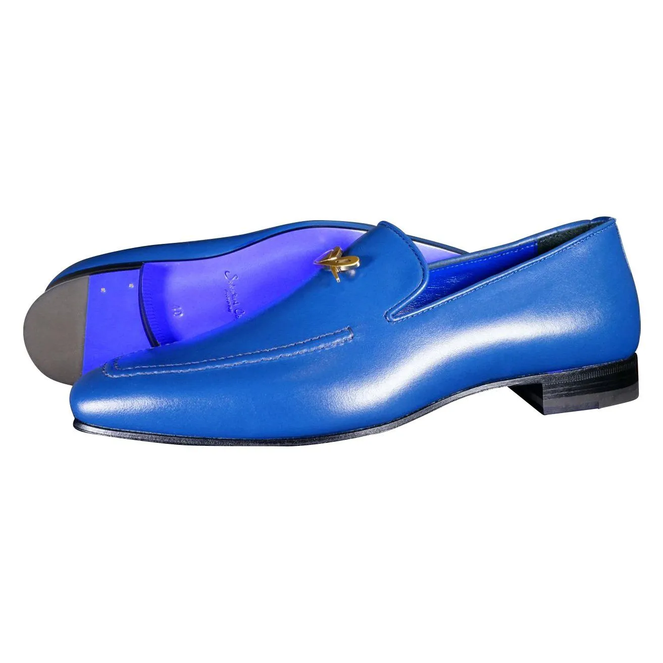Cobalt With Yellow Gold Hardware Leather Loafer sold by Sebastian Cruz Couture product image thumbnail 2