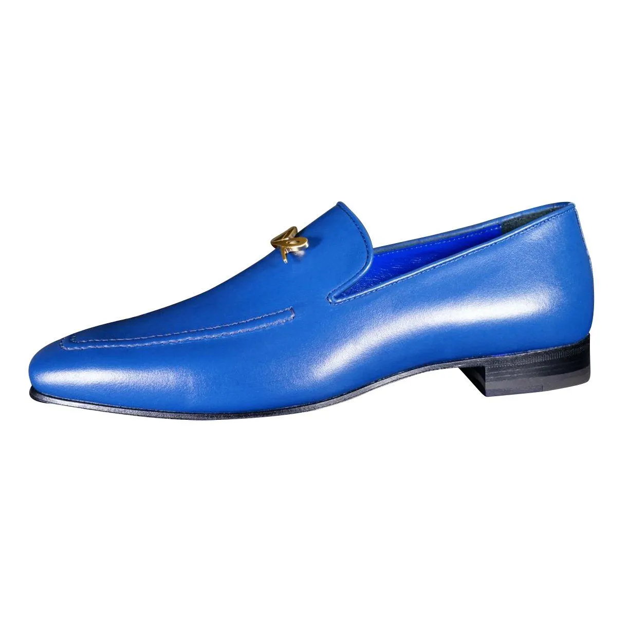 Cobalt With Yellow Gold Hardware Leather Loafer sold by Sebastian Cruz Couture product image thumbnail 4