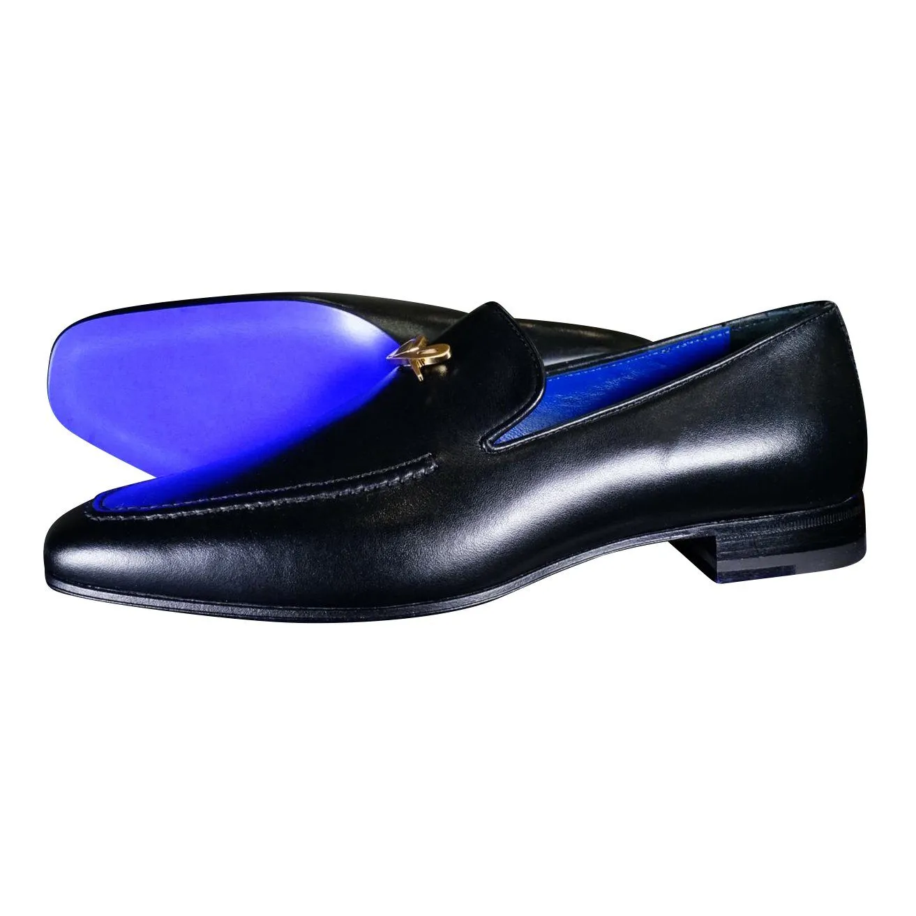 Nero Opal With Yellow Gold Hardware Leather Loafer sold by Sebastian Cruz Couture