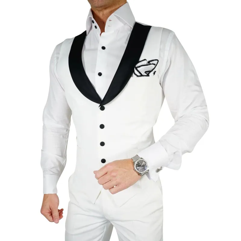 White & Black Ciottoli Waistcoat sold by Sebastian Cruz Couture