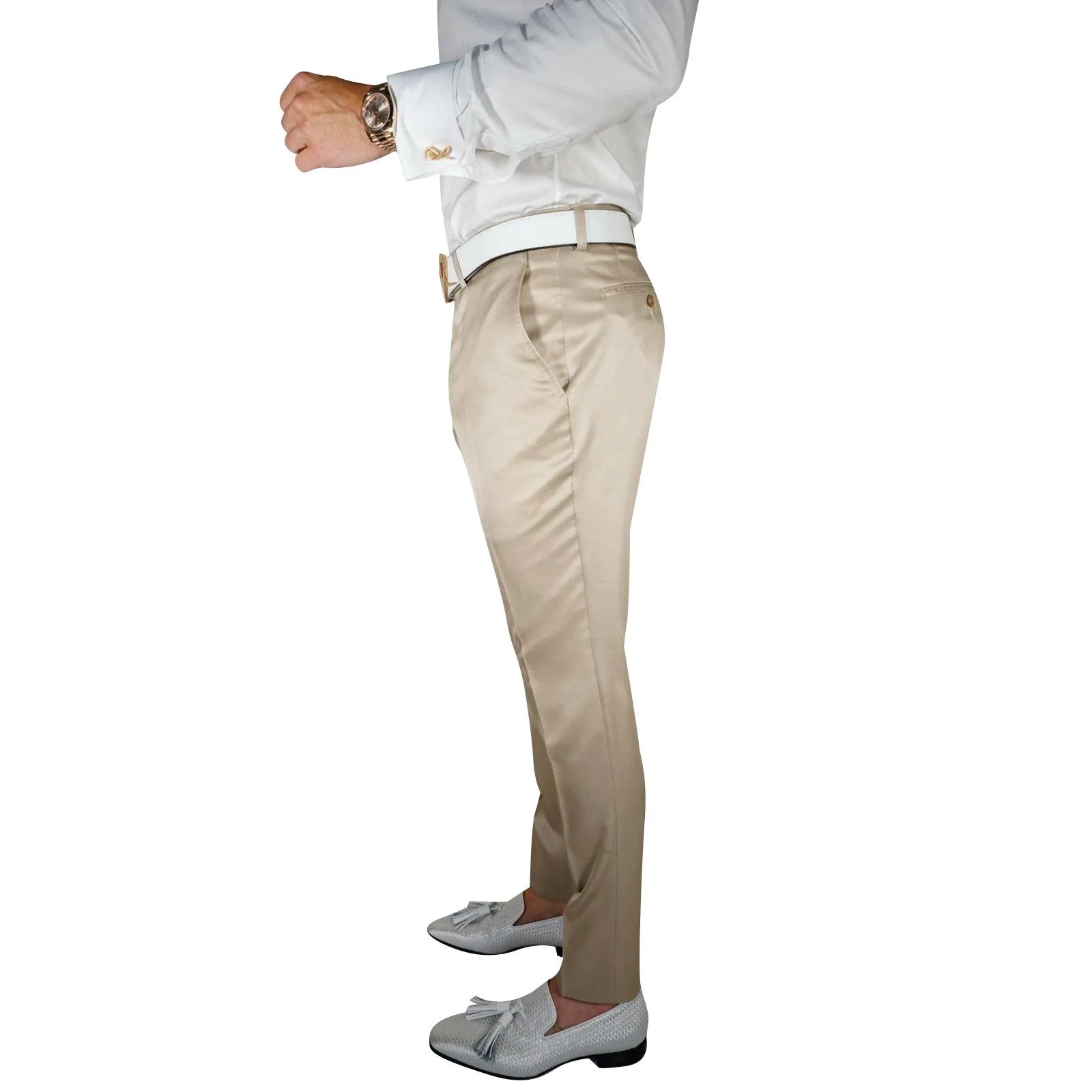 Champagne Oro Lucentezza Trousers sold by Sebastian Cruz Couture product image thumbnail 3