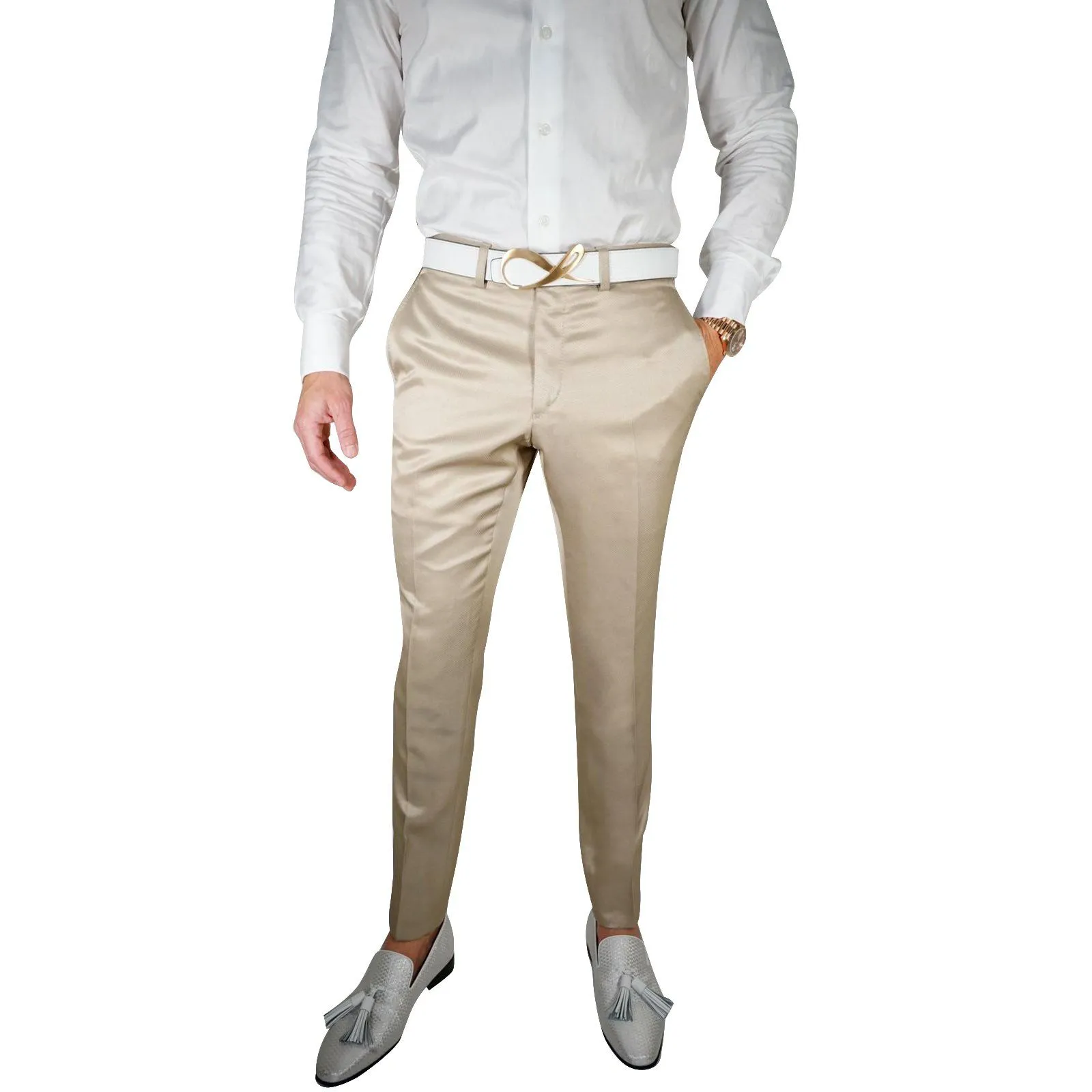 Champagne Oro Lucentezza Trousers sold by Sebastian Cruz Couture product image thumbnail 2