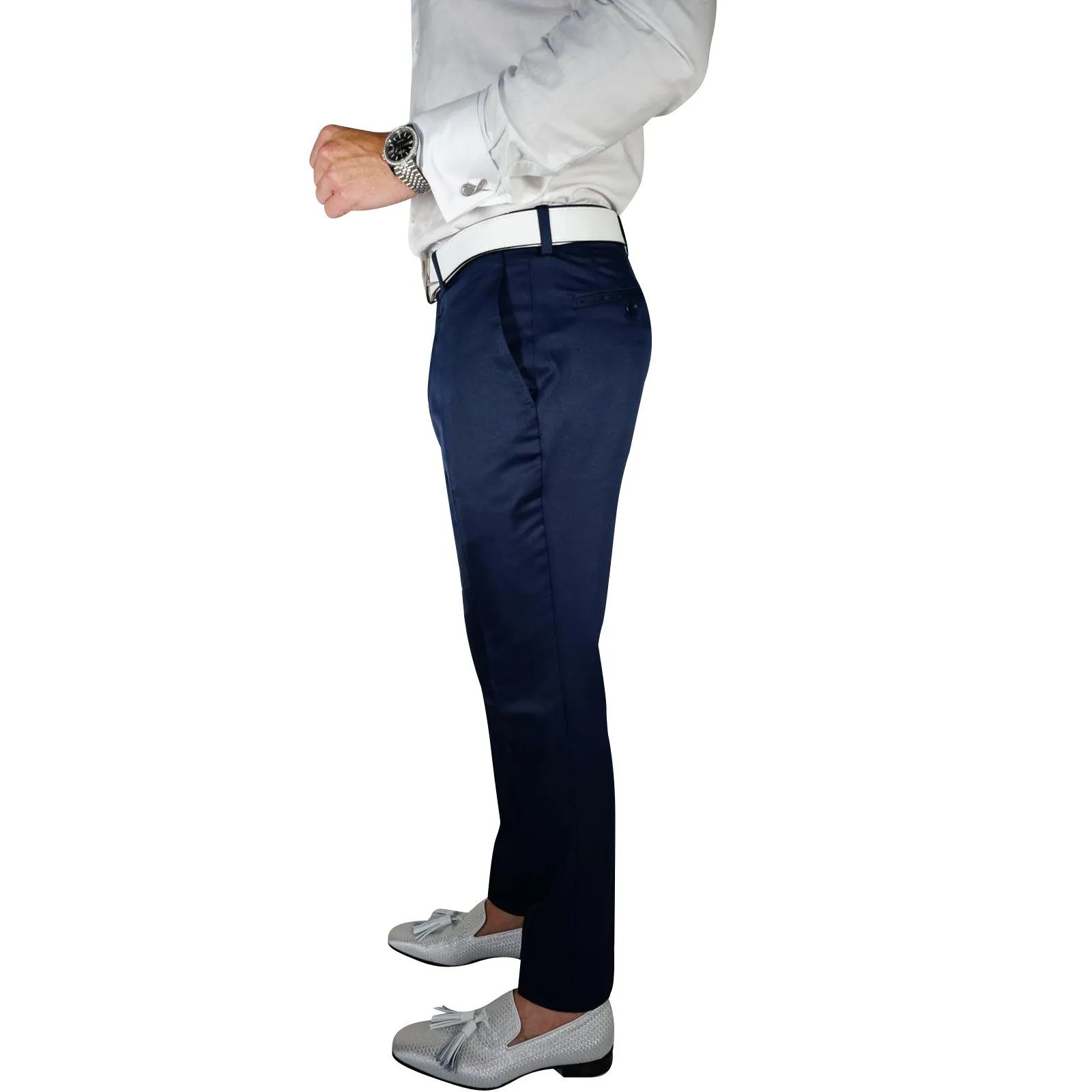 Navy Blue Lucentezza Trousers sold by Sebastian Cruz Couture product image thumbnail 3