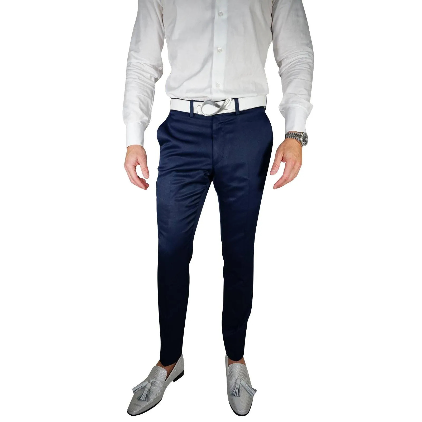 Navy Blue Lucentezza Trousers sold by Sebastian Cruz Couture product image thumbnail 2