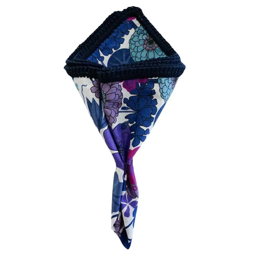 Purple Orchidea with Navy Blue Signature Border sold by Sebastian Cruz Couture