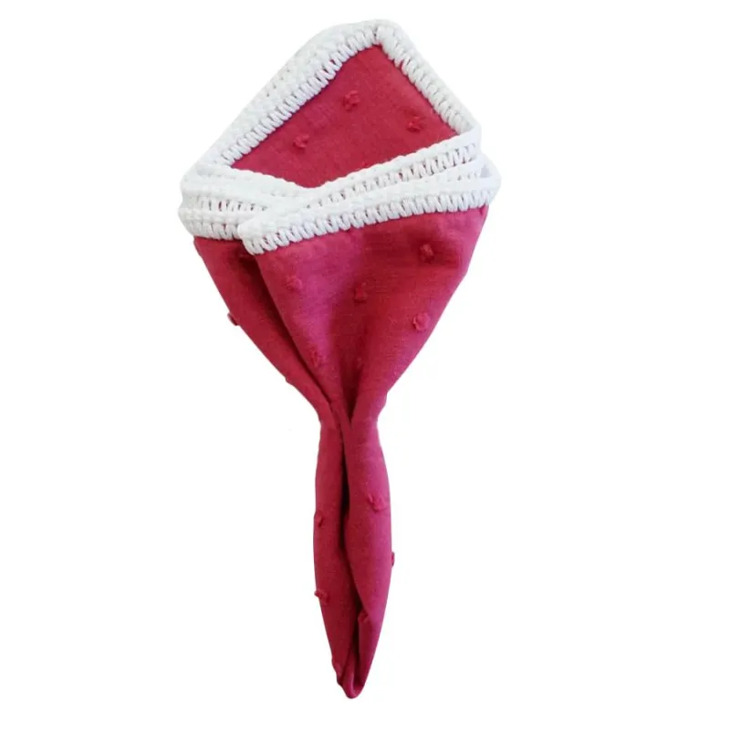 Raspberry Puntino with White Signature Border sold by Sebastian Cruz Couture