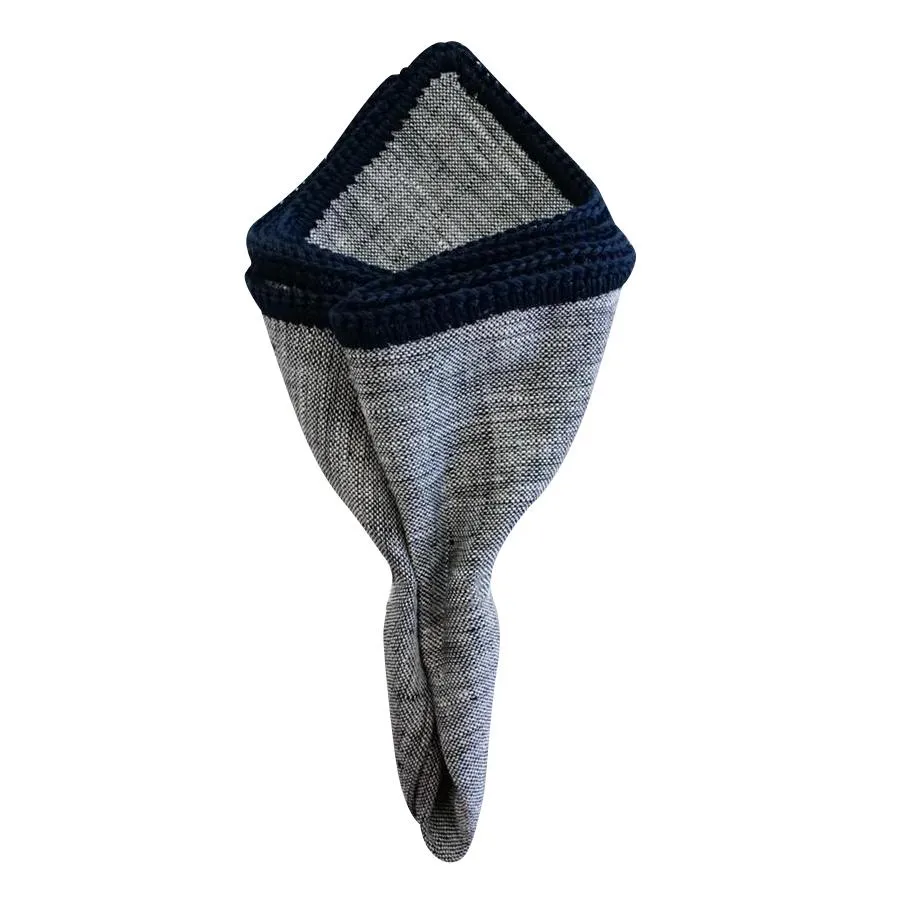 Gunmetal Grigio with Navy Blue Signature Borders sold by Sebastian Cruz Couture