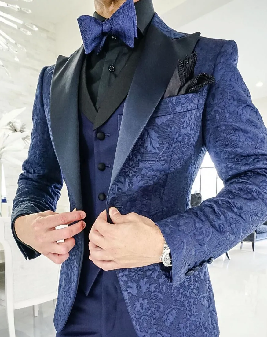 Navy Blue Fiore Jacket sold by Sebastian Cruz Couture product image thumbnail 2