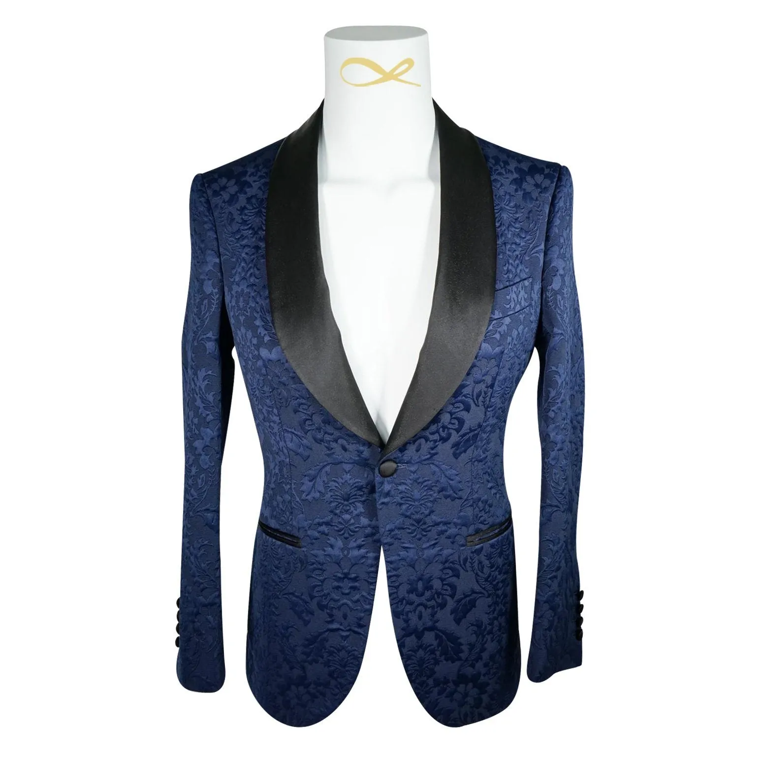 Navy Blue & Black Fiore Dinner Jacket sold by Sebastian Cruz Couture product image thumbnail 4