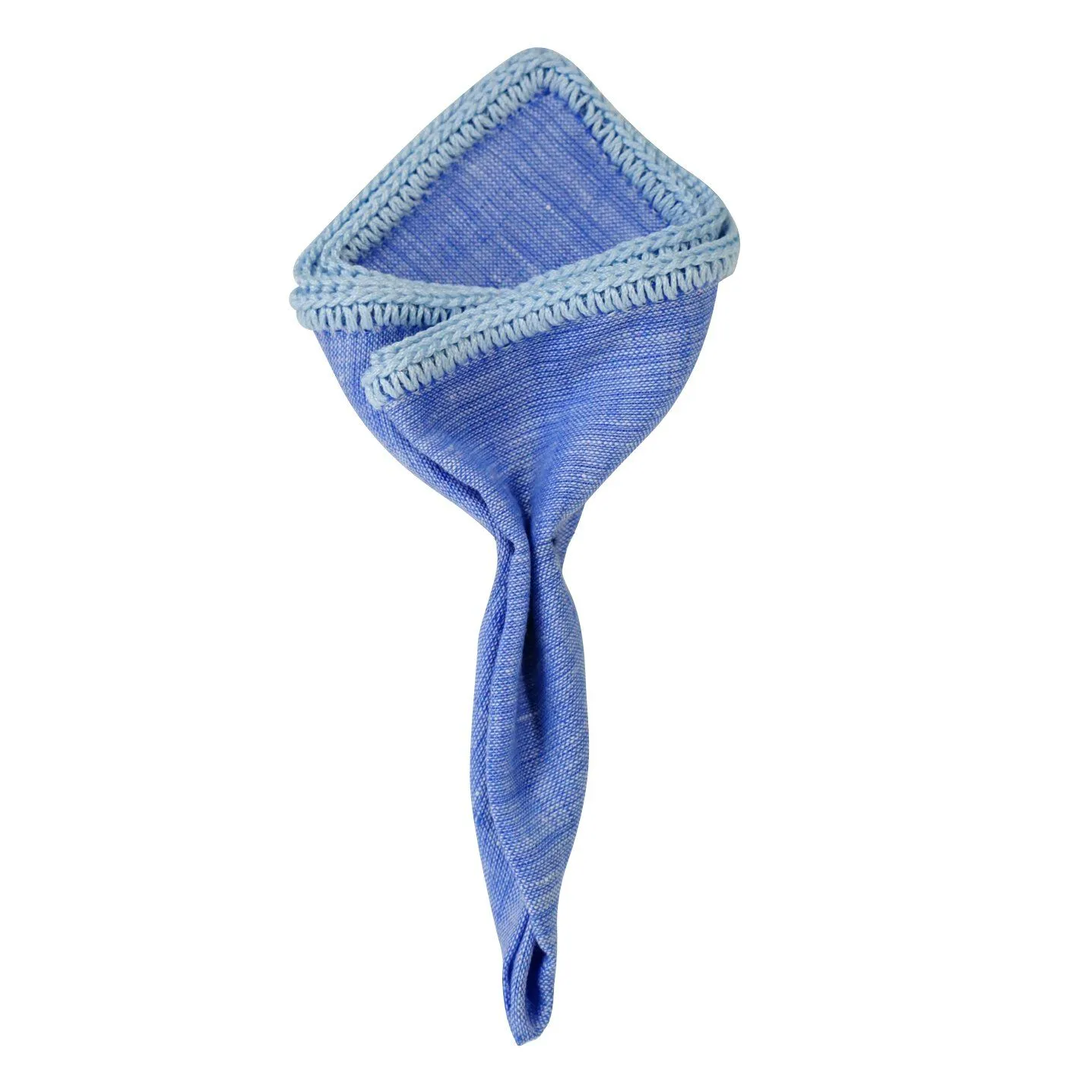 Denim Lino with Sky Blue Signature Borders sold by Sebastian Cruz Couture