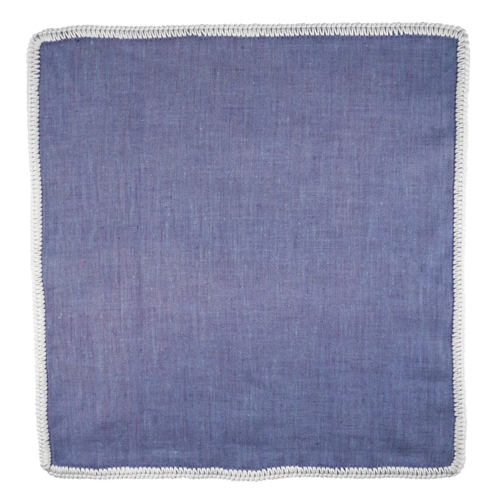 Denim Lino with White Signature Borders sold by Sebastian Cruz Couture product image thumbnail 2