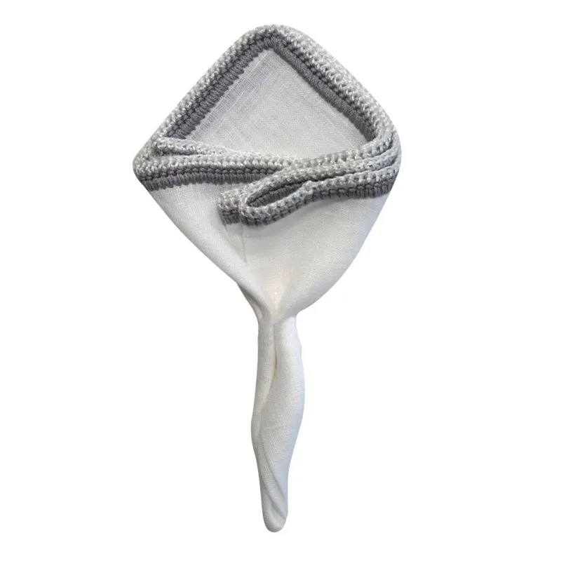 White Nieve With Grey & White Snow Flake Signature Border sold by Sebastian Cruz Couture