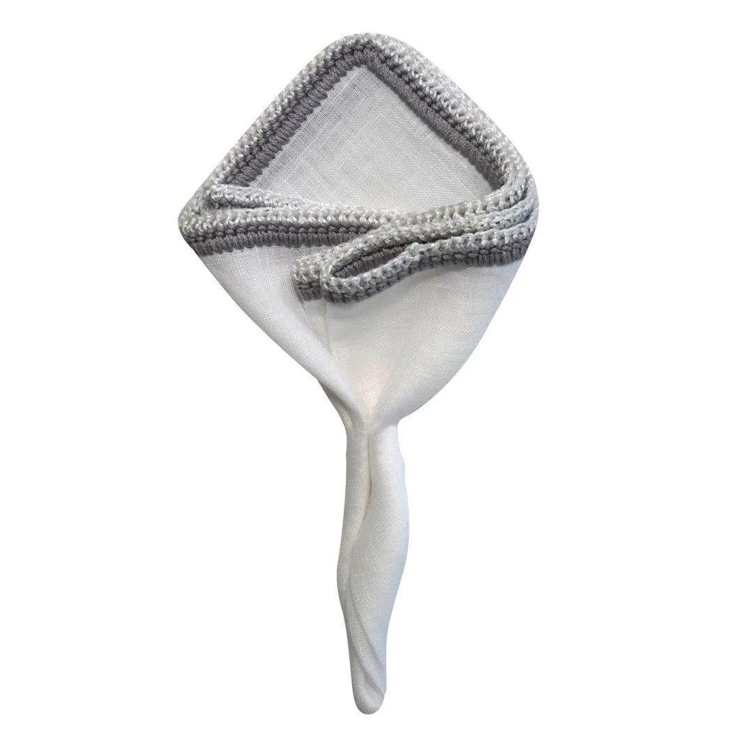 White Nieve With Grey & White Snow Flake Signature Border sold by Sebastian Cruz Couture