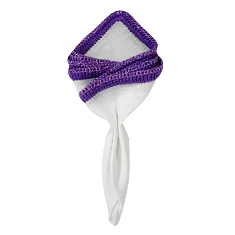 White Nieve with Purple Flake Signature Border sold by Sebastian Cruz Couture