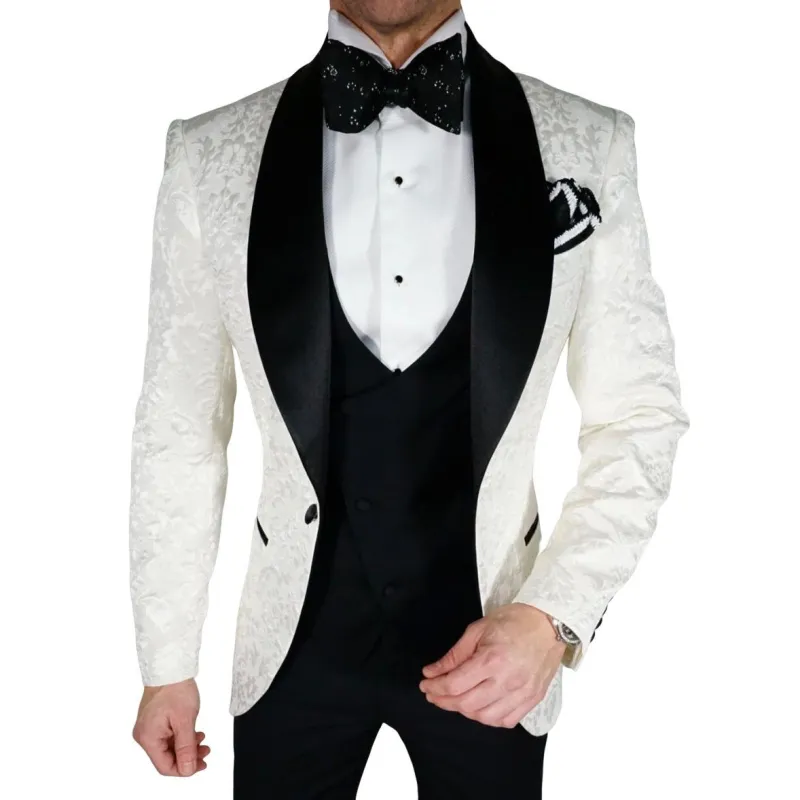 Vanilla & Black Fiore Dinner Jacket sold by Sebastian Cruz Couture