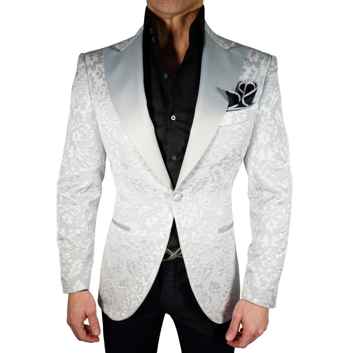 Silver Fiore Jacket sold by Sebastian Cruz Couture