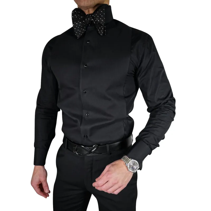 Black Evento Tuxedo Shirt sold by Sebastian Cruz Couture