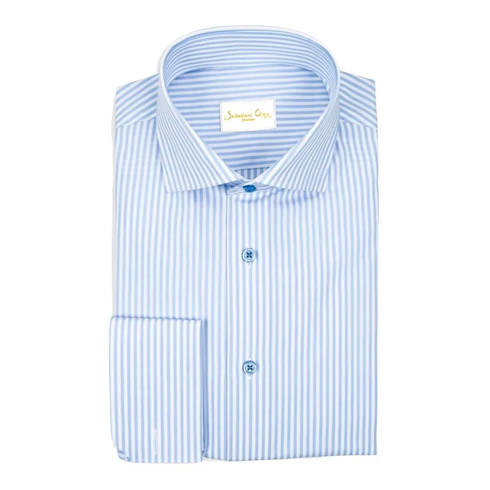 Sky Blue Awning Dress Shirt sold by Sebastian Cruz Couture product image thumbnail 2