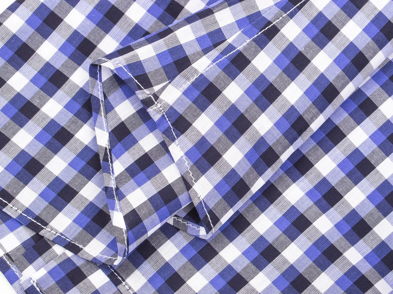 Navy Sapphire Gingham Dress Shirt sold by Sebastian Cruz Couture product image thumbnail 4