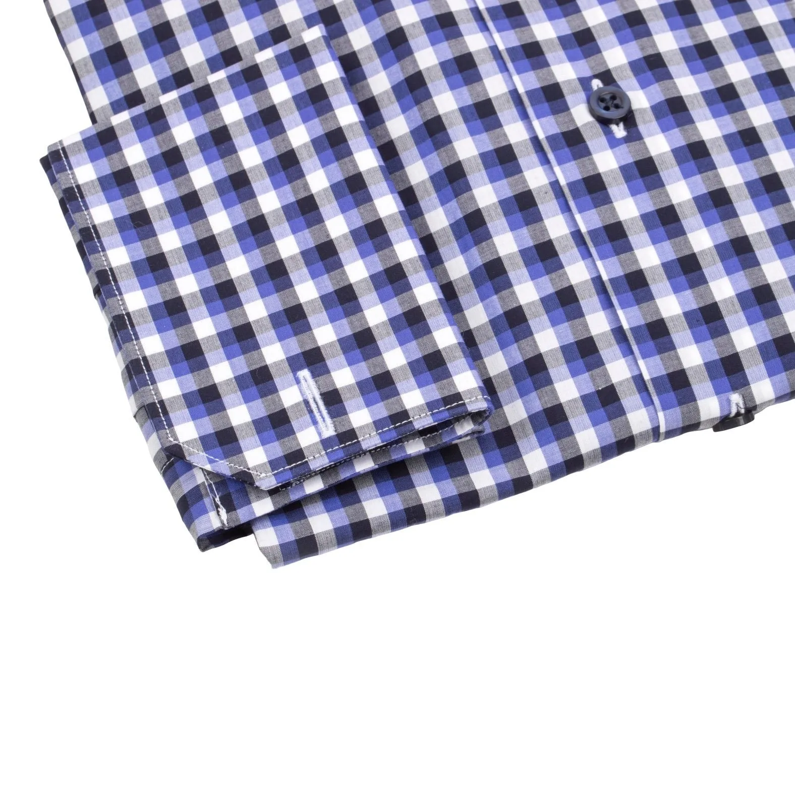 Navy Sapphire Gingham Dress Shirt sold by Sebastian Cruz Couture product image thumbnail 5