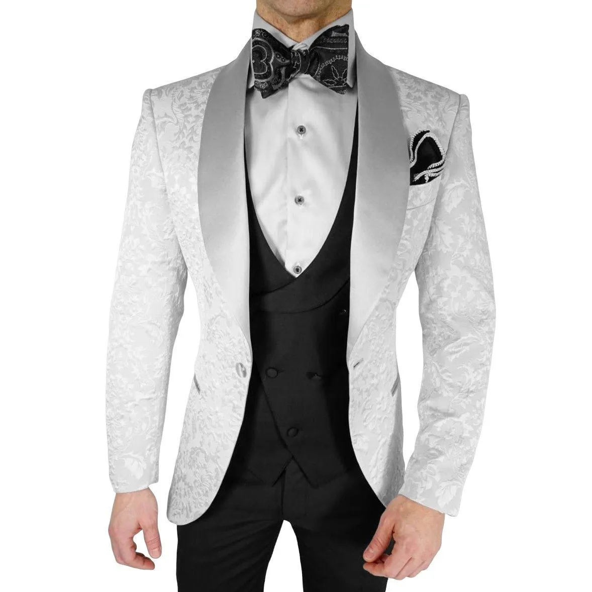 Silver Fiore Dinner Jacket sold by Sebastian Cruz Couture