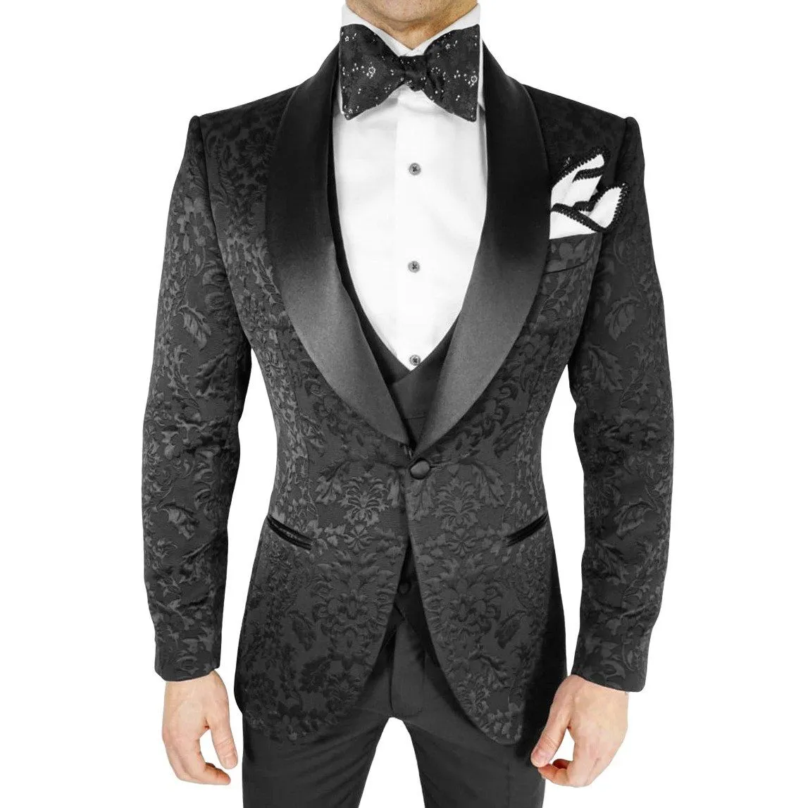 Black Fiore Dinner Jacket sold by Sebastian Cruz Couture product image thumbnail 3